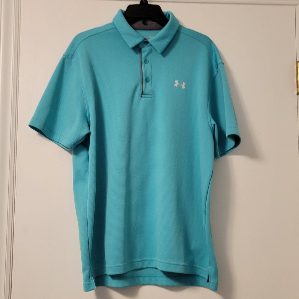 Under Armour men's heat gear mint aqua green polo size: L